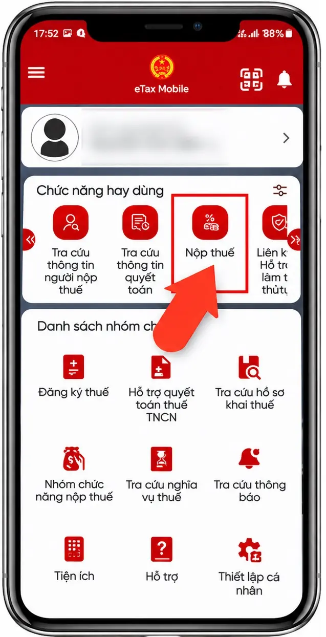 nộp thuế điện tử đối với cá nhân trên eTax Mobile